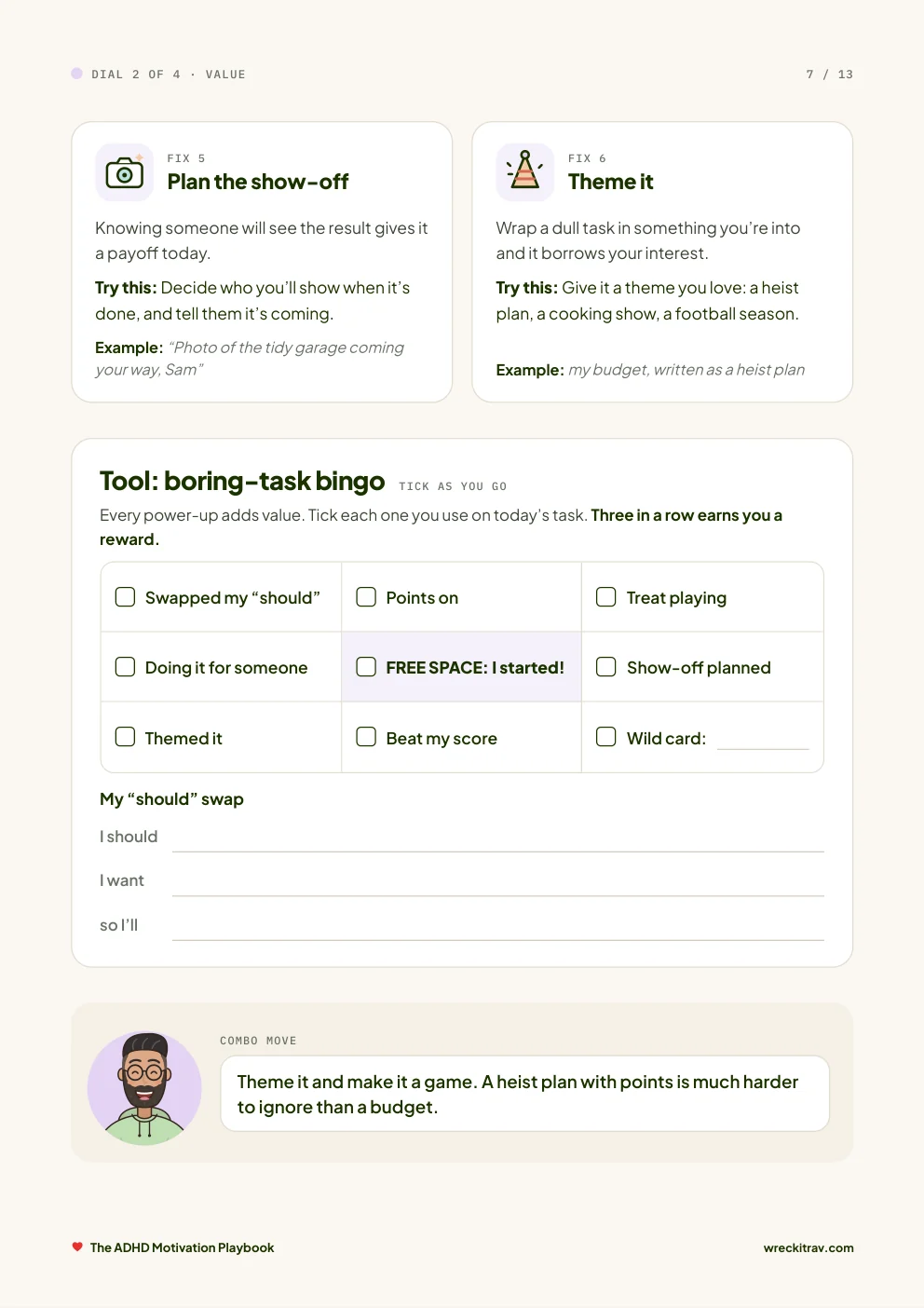Tools you fill in: Like boring-task bingo